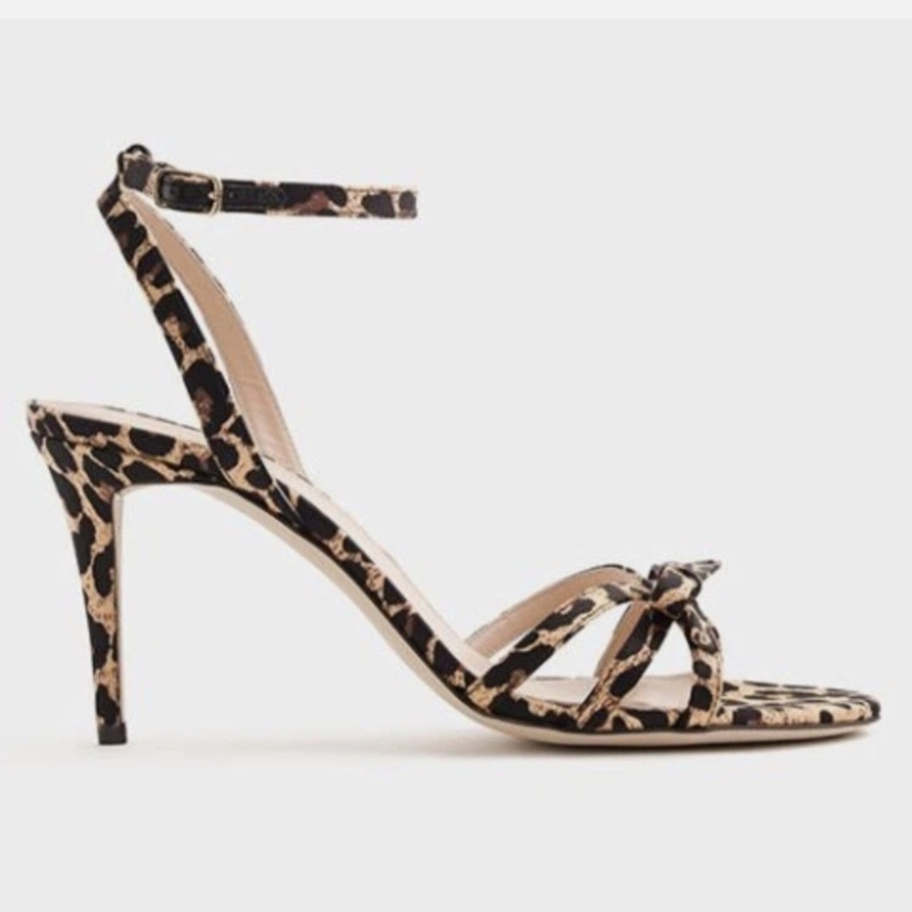 J. Crew Fabric Strappy Stiletto Heel Sandals Leopard Animal Print - 10